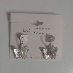 LC Lauren Conrad Shimmering Silver Butterfly Earrings